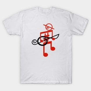 Noteman sheet music man (black treble key) T-Shirt